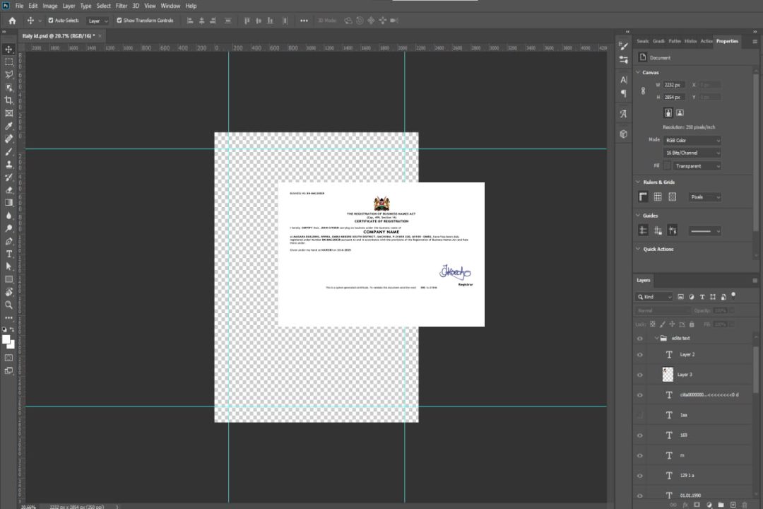 Modèle Word et PDF de certificat d'enregistrement du Kenya template